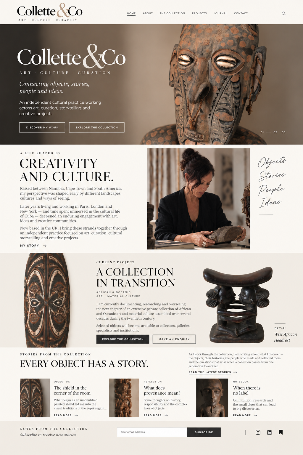 Collette&Co Art, Culture, Curation homepage